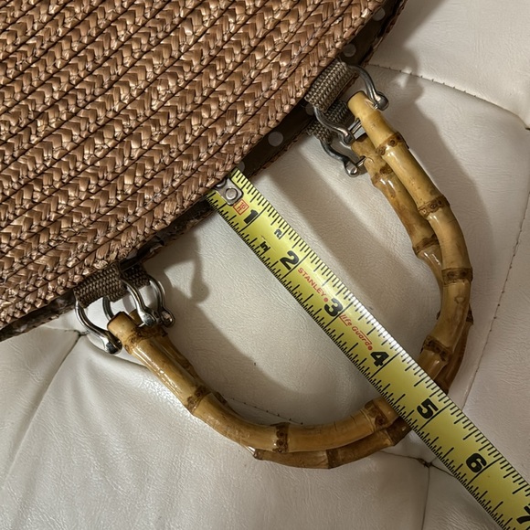 St John’s Bay Woven Wheat Straw Handbag-Bamboo Handles-Tan/Brown Color-EUC - Picture 16 of 16